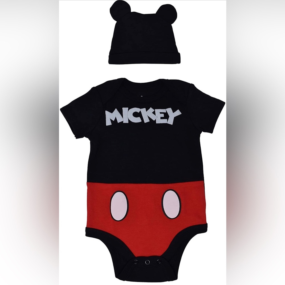 Disney Baby Mickey Mouse costume onesie with hat size 12 months NWOT